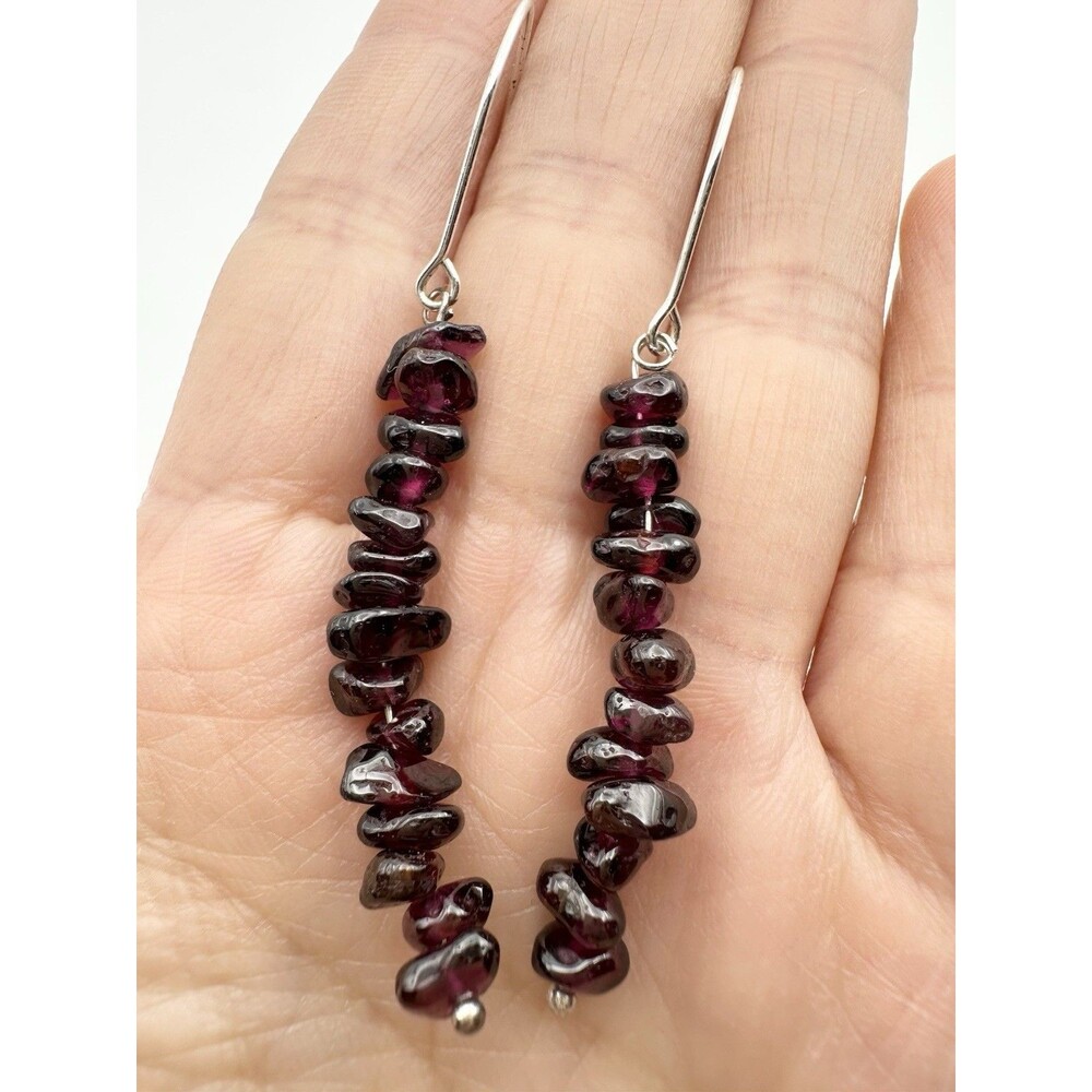 Handmade Natural Garnet Chip Earrings